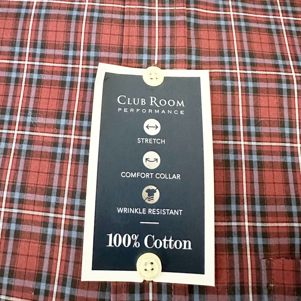 BRAND NEW NEVER WORN Men’s Button Down Red Plaid Long Sleeve - Picture 4 of 4